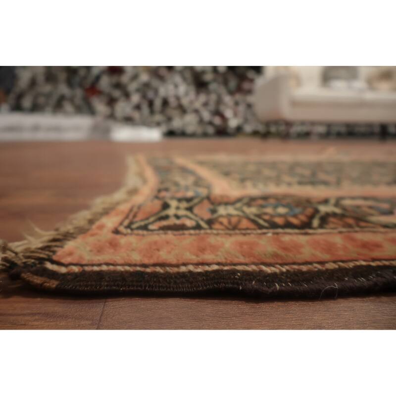 Hand Knotted Oriental 100% Wool Carpet Traditional Geometric Multi-Colored Sirjan Runner Rug - 15' 2'' X 3' 1''