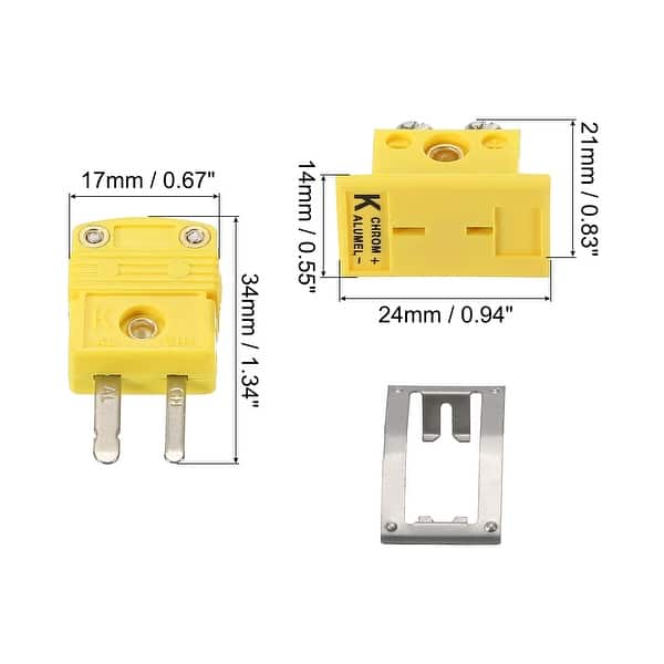 K Type Thermocouple Wire Connectors Male Plug with Panel Mount Mini