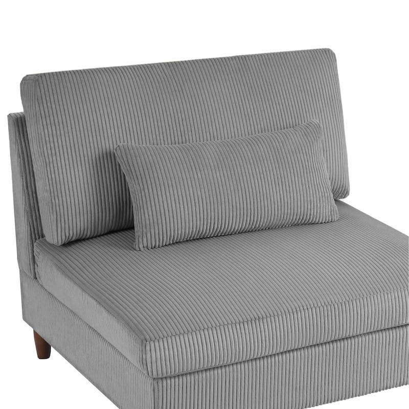 Corduroy Accent Chair with Ottoman Modular Couch Sectional Sofa