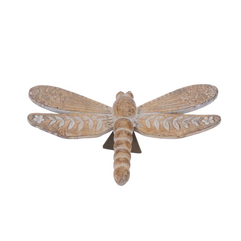 Etched Floral Insect Shelf Sitter Decorations - 7" - Brown - Set of 4