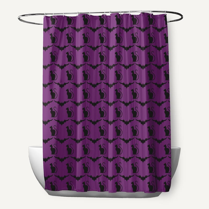 Cats and Bats Shower Curtain - Amethyst