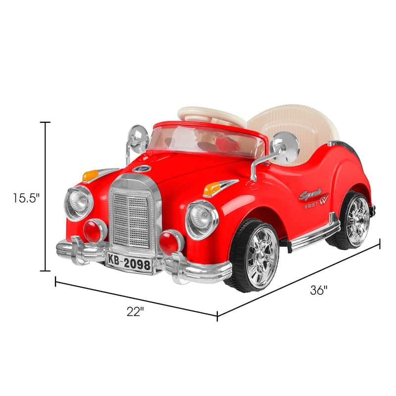 Toy Car Ride On, Classic Car Coupe With Remote Control & Sound by Lil' Rider (Red)
