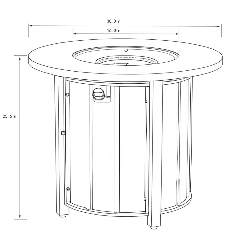 Anmytek 30" Propane Round Outdoor Fire Pit Table - Steel with Wood Grain Ceramic Top