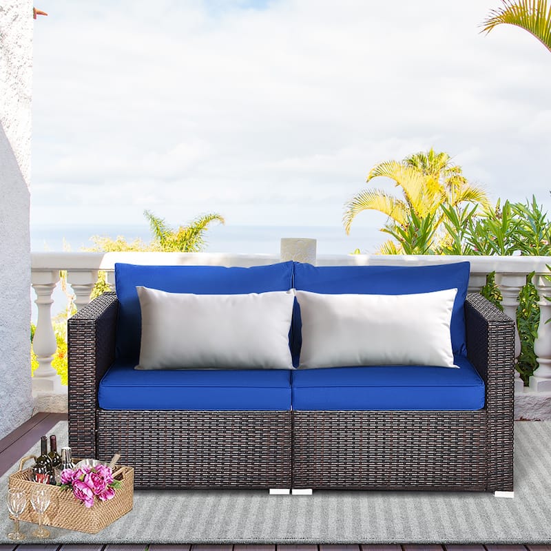 Costway 4PCS Patio Rattan Corner Sofa Sectional Furniture Set - See Details
