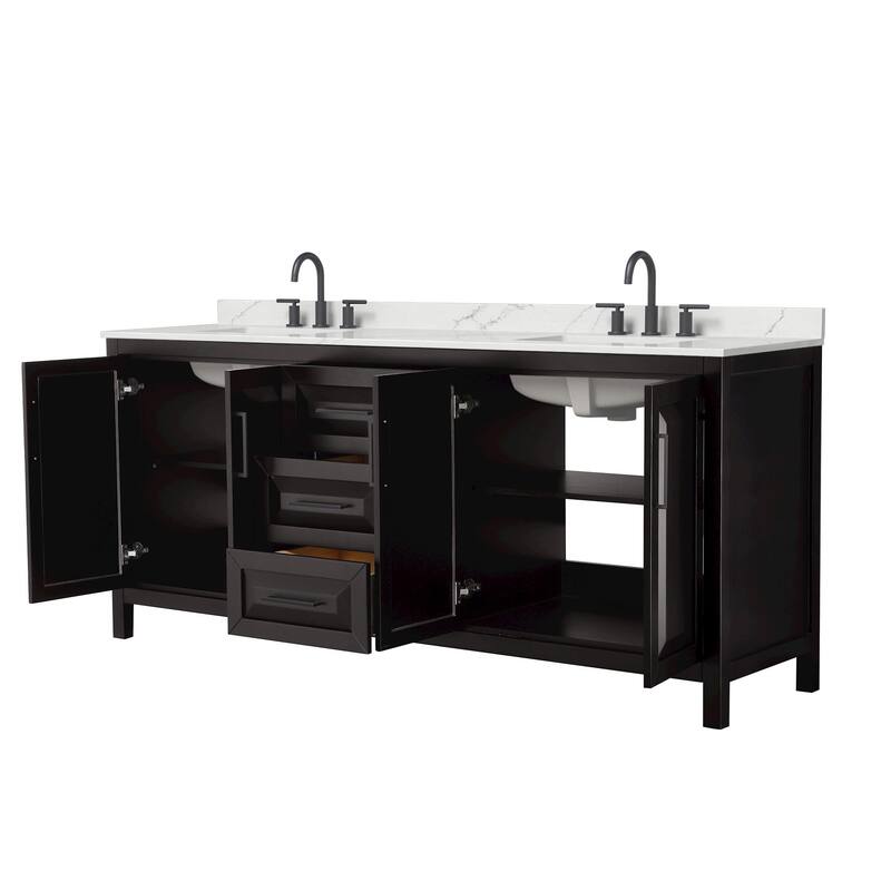 Daria 80-inch Double Vanity, 3 Hole Quartz Top