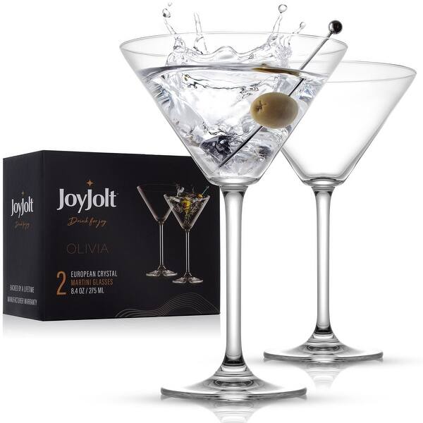 JoyJolt Carre Square Martini Glass 8 oz. Cocktail Glass (Set of 2) 