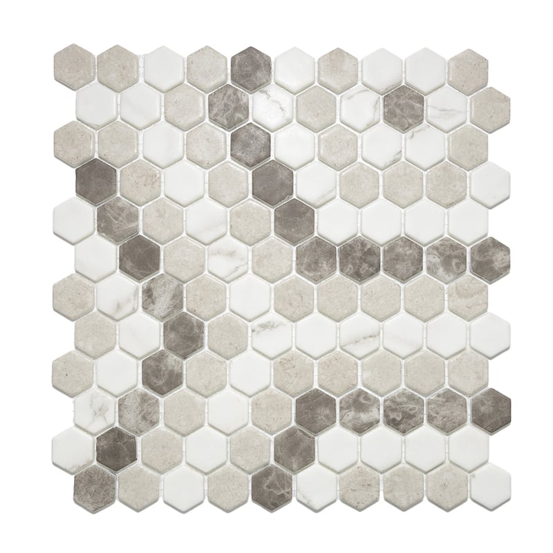 Eterna Hex 1x1 Blend Pattern Roman Matte Glass Mosaic Tile - Floor, Wall, Backsplash