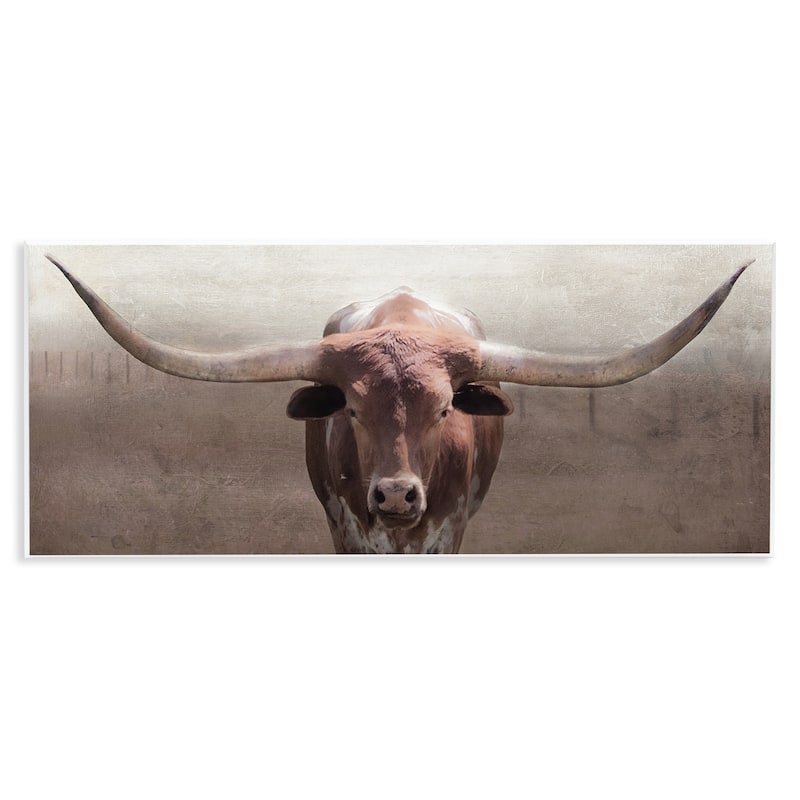 Stupell Rustic Western Longhorn Wall Plaque Art Design By Carol Robinson - 17 x 7