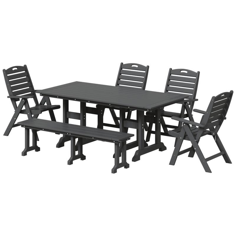 Laguna 6-Piece Patio Dining Set With Reclinable Armchairs and Bench