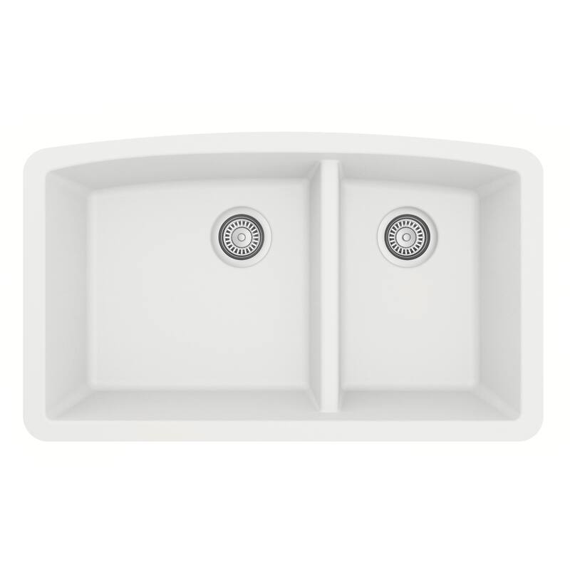 Karran Undermount Quartz 32 in. 60/40 Double Bowl Kitchen Sink Kit