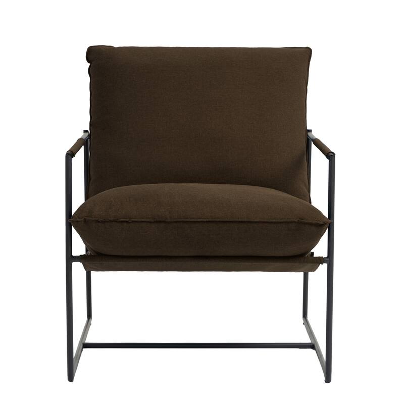 Modern Metal Frame Upholstered Sling Accent Armchair