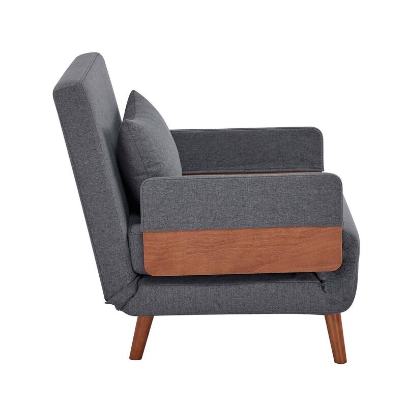 Modern Foldable Sofa Bed - Single Sleeper with Linen Fabric, 6-Level Adjustable Backrest, Converts in 10 Sec, Silent Hinges