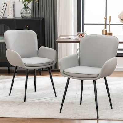 Set of 2 Cat-Scratch Resistant Dining Chairs with Gold Metal Legs