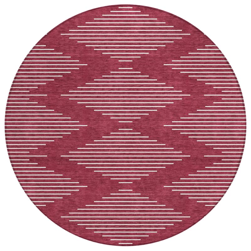 Machine Washable Indoor/ Outdoor Modern Stripe Chantille Rug