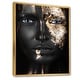 preview thumbnail 7 of 9, Designart "Portrait of A African American Girl with Gold Makeup" Modern Framed Canvas Wall Art Print