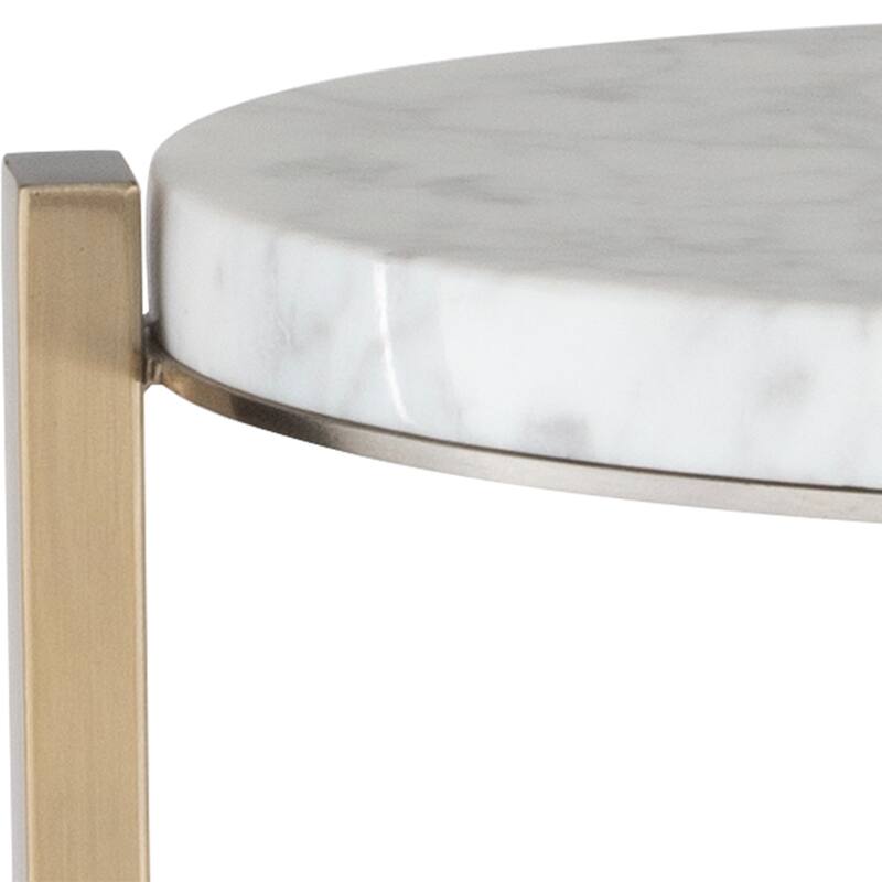 Marble Drink Table - 23" - Antique Brass Finish