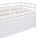 preview thumbnail 8 of 7, White Wooden Loft Bed with Retractable Writing Desk and 4 Drawers, Lateral Portable Desk and Shelves