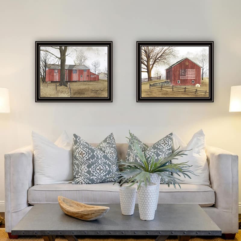 2-Piece Framed Wall Art Set - All American Barns, Black Frame