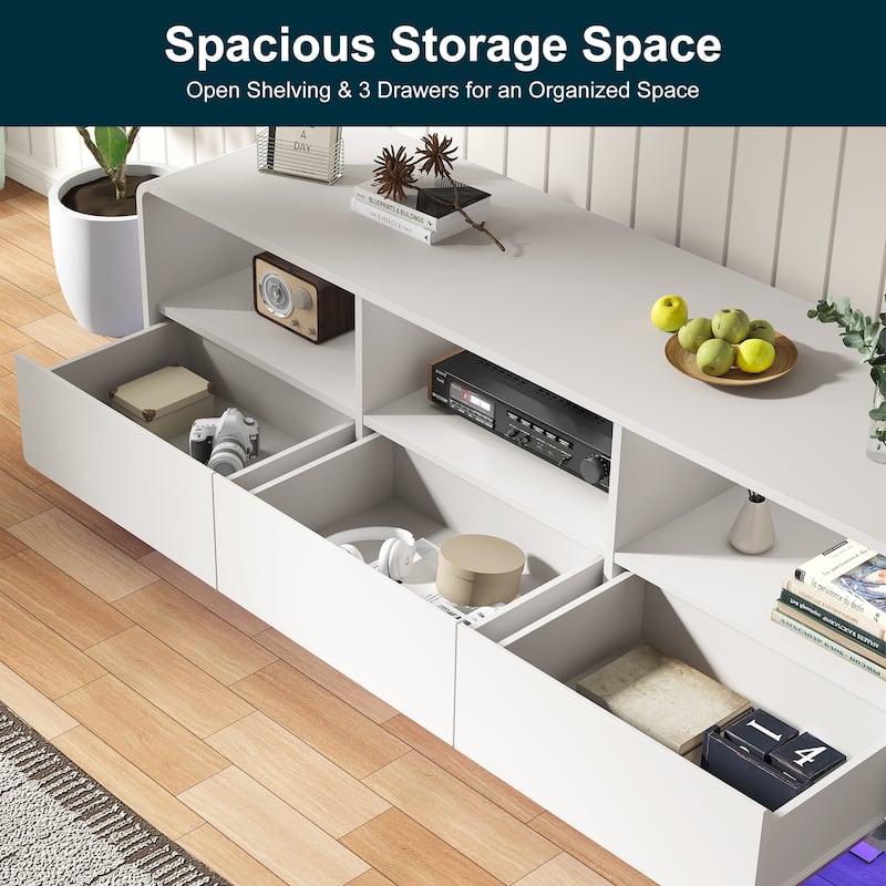 Modern 59-inch TV Stand with LED Lights & Storage