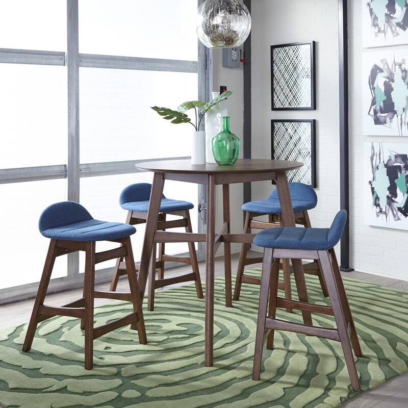 Space Savers Satin Walnut 5 Piece Gathering Table Set - Walnut