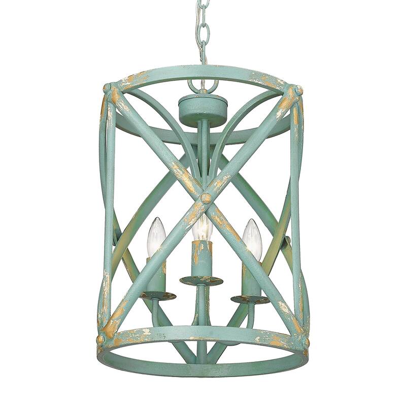Golden Lighting Alcott 3 Light 13" Wide Taper Candle Pendant - Teal