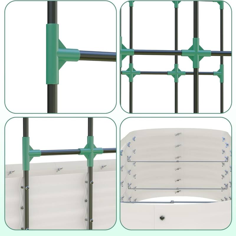 96Inch Tall Vertical Arch Trellis Galvanized Raised Garden Bed Planter Box Includes Plant Clips and Drainage Netting Beige