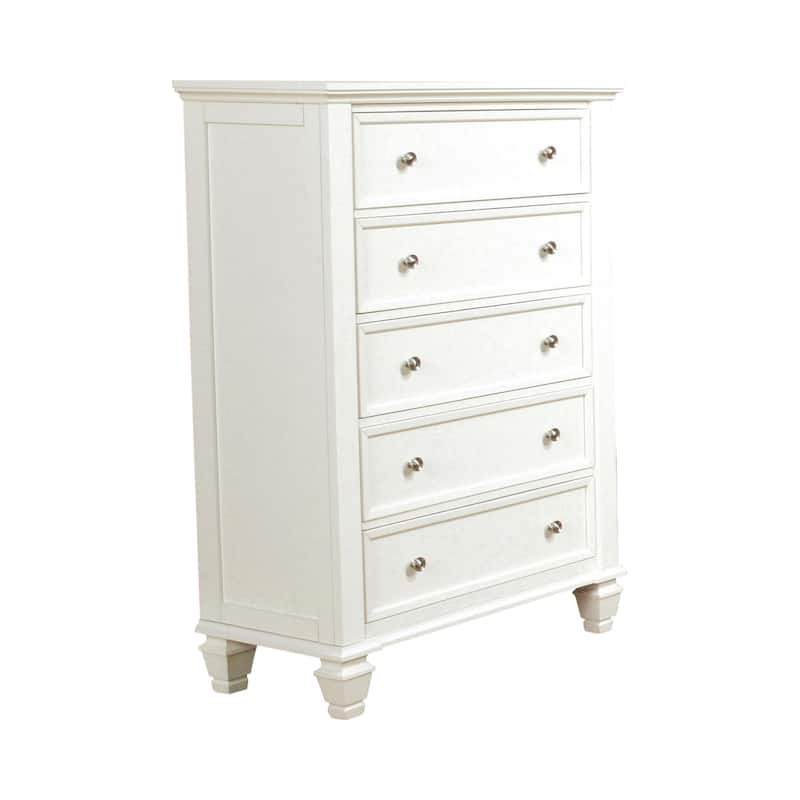 Fresnes White 4-piece Queen Bedroom Set with 2 Nightstands and Chest