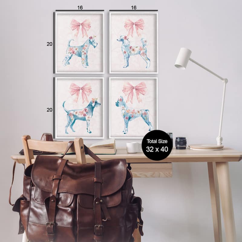 Stupell Chic Stylish Pastel Dogs Framed Giclee Art Design By Carol Robinson (Set of 4)