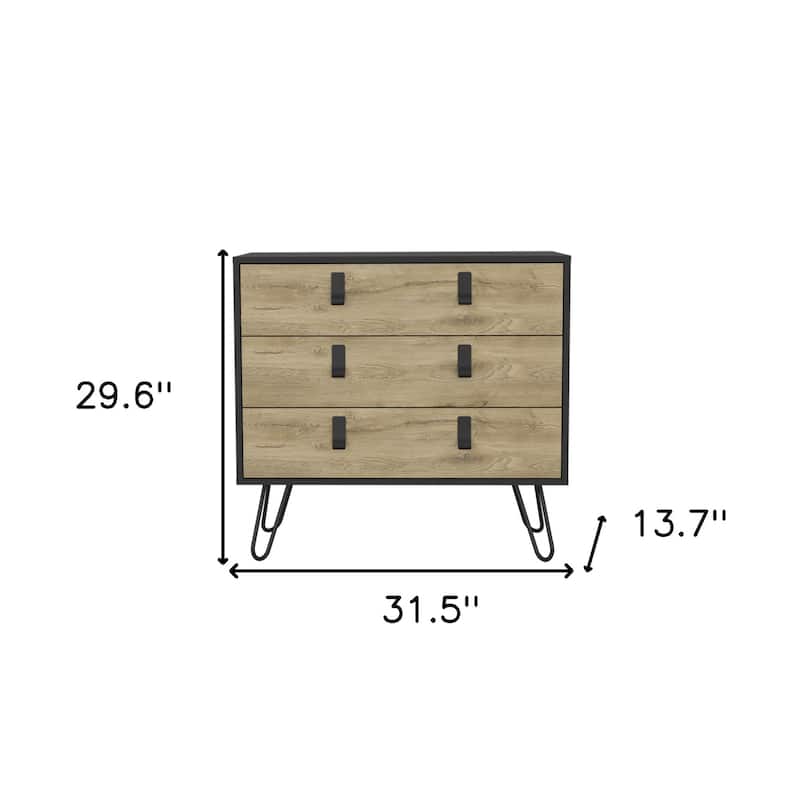 Modern Bedroom Dresser 3 Drawer Wood Chest with Metal Handles and Smooth Metal Slides for Bedroom or Office