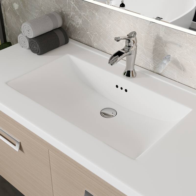 Eviva Orleans 38"W x 20"D Wall Mount Bathroom Vanity with White Porcelain Countertop and Integrated Sink