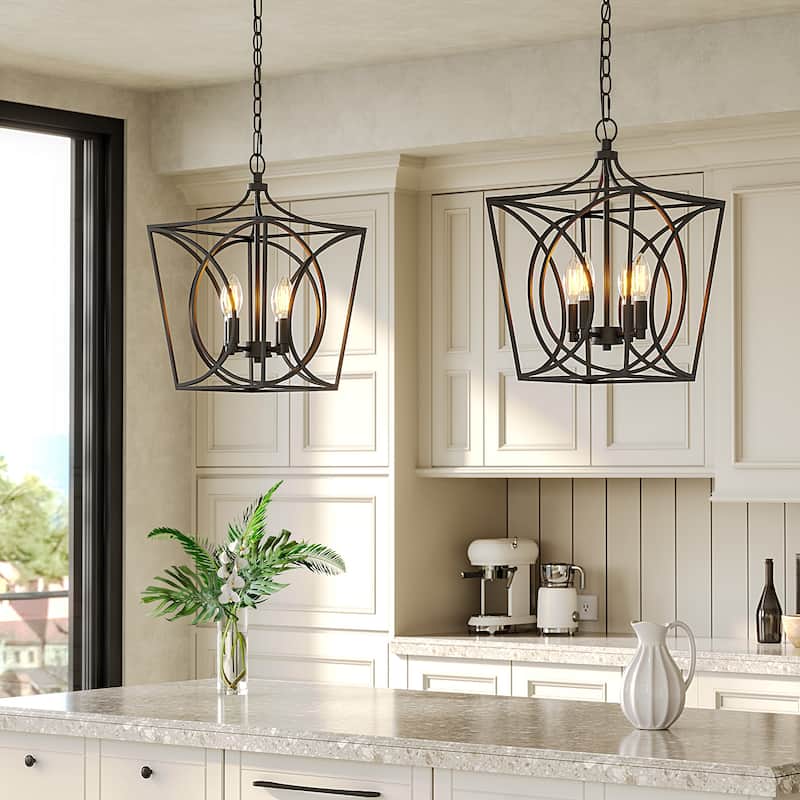 Modern Geometric Metal Pendant Light with Adjustable 60" Chain