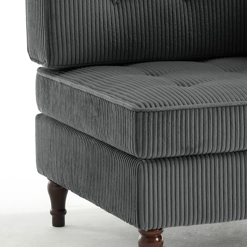 32.57" W Upholstered Corduroy Corner Accent Chair