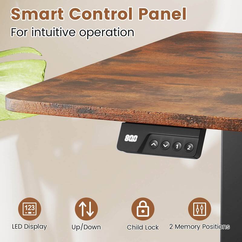 Costway 48” x 24” Electric Standing Desk with LED Display 2 Memory