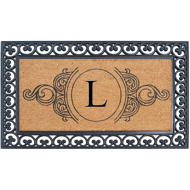 A1HC 30" x 48" Heavy-Duty Rubber & Coir Outdoor Doormat with Copper/Black Border – Large, Non-Slip Backing - L