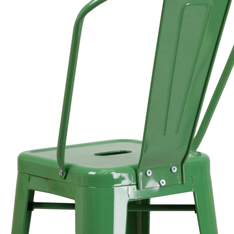 4 Pack 30" High Metal Indoor-Outdoor Barstool with Back - Kitchen Furniture