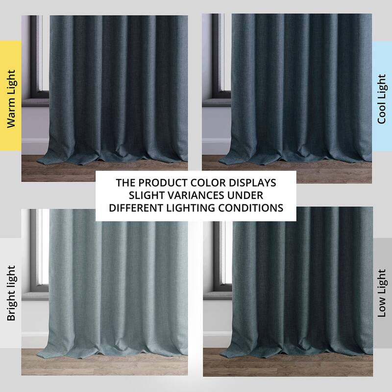 Exclusive Fabrics Italian Faux Linen Room Darkening Curtains (1 Panel) - Sophisticated Drapery for Versatile Décor