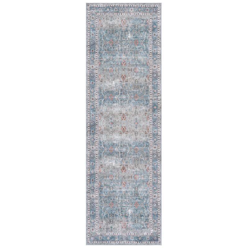 SAFAVIEH Arizona Sharifa Machine Washable & Slip Resistant Rug - Teal/Beige - 2'6" x 8' Runner