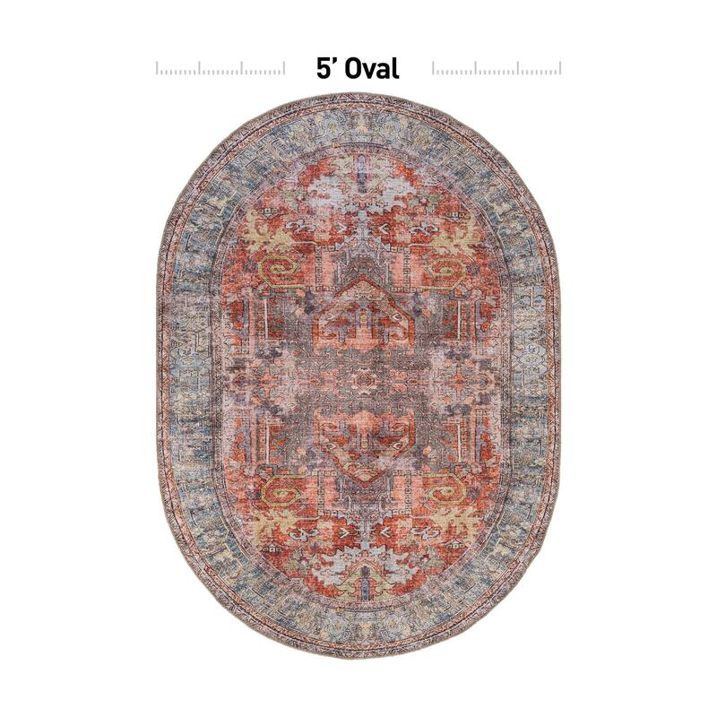 World Rug Gallery Vintage Inspired Distressed Machine Washable Area Rug