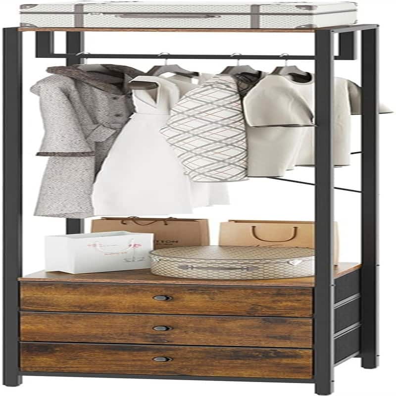 Clothes Rack with Drawers - 15.35 x 11.41 x 70.47