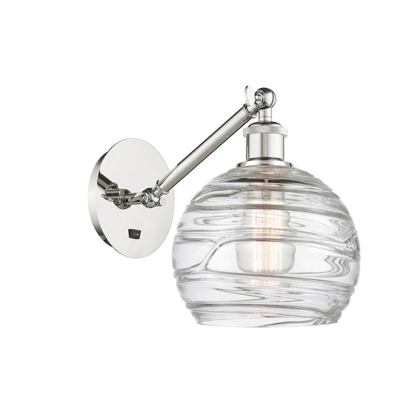 Innovations Lighting 317-1W-14-8 Athens Sconce Athens 14" Tall Wall - Polished Nickel / Clear Deco Swirl