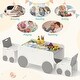 preview thumbnail 4 of 7, Gezen Kids Table Chair Set with Eye-catching Car-Shaped Design, Height-Adjustable Activity Table for Drawing Reading, Gray+White