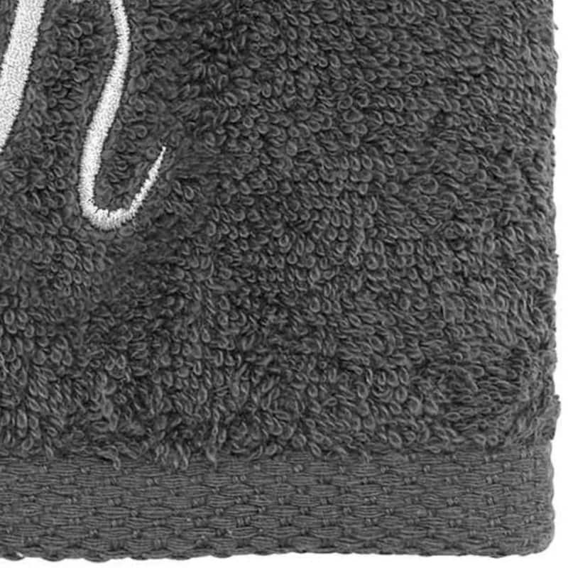 Avanti Granite with Silver Script Monogram Bath Towel Letter R - Fingertip Towel