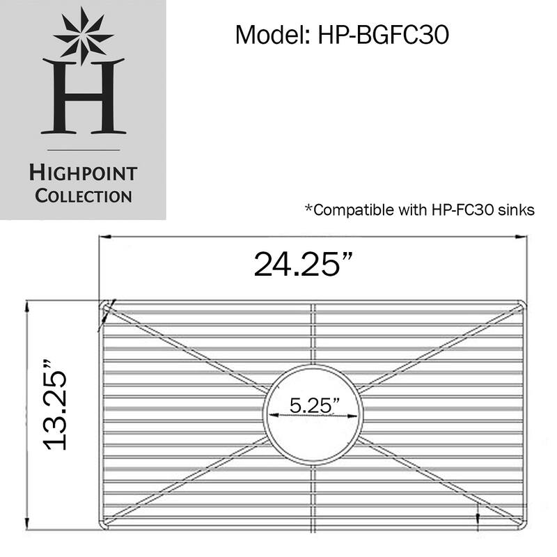 Highpoint Collection Bottom Grid for HP-FC30 FireclayFarmhouse Sinks - 24.5 x 13.25 x 1 inch