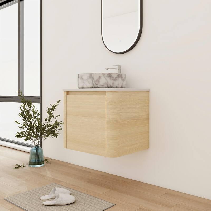 Bathroom Vanity With Sink In 24/30 Inch, Floating Bathroom Vanity With Soft Close Door