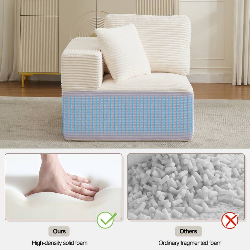 Couch Modular Sectional Sofa with Plush Corduroy No Assembly Required