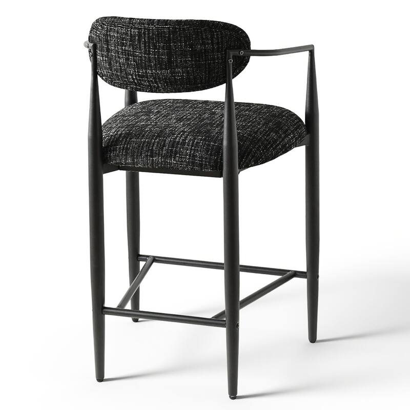 Modern Upholstered Arm Counter Stool with Metal Frame Leg(Set of 2)