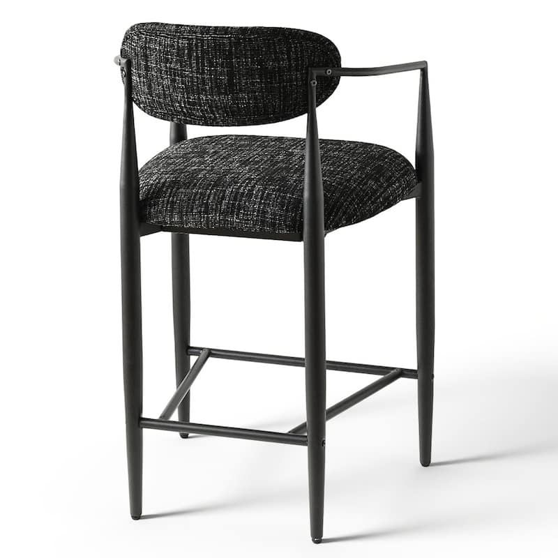 Modern Upholstered Arm Counter Stool with Metal Frame Leg(Set of 3) - N/A