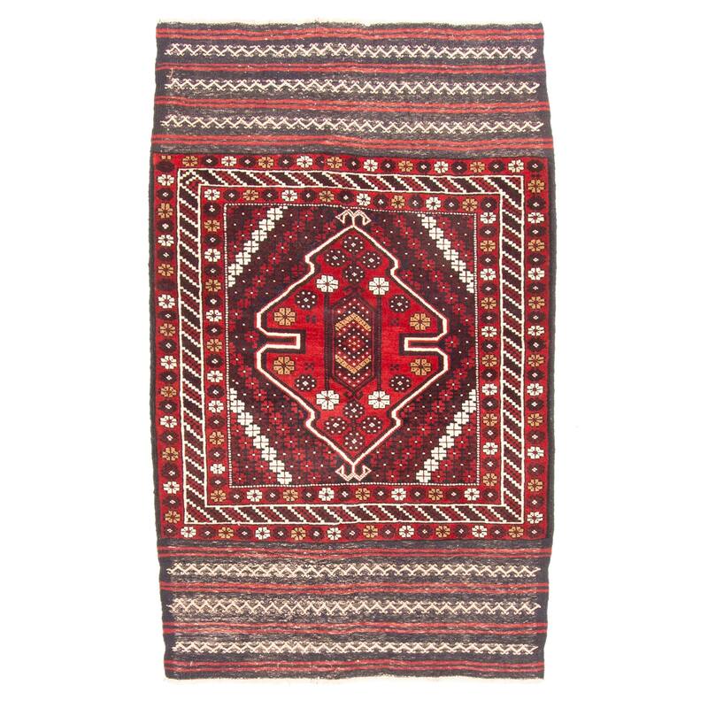 ECARPETGALLERY Hand-knotted Teimani Red Wool Rug - 3'2 x 5'1