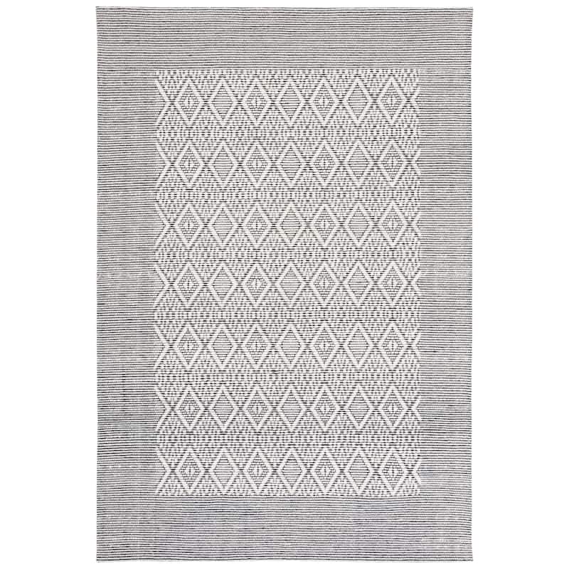 SAFAVIEH Handmade Vermont Karina Wool Rug - 6' Square - Ivory/Black