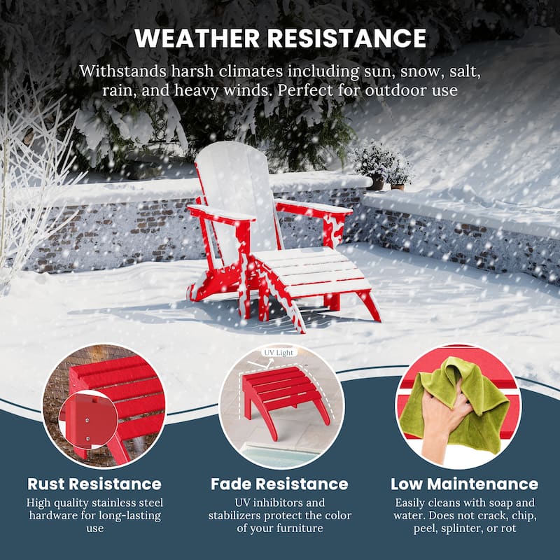 Polytrends Laguna Hdpe All Weather Outdoor Patio Foldable Ottoman